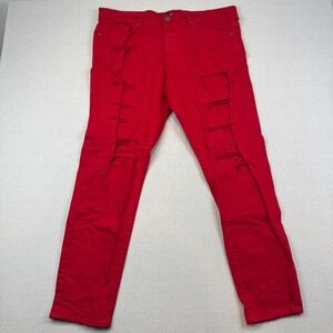 Jordan Craig 38x32 Sean Jeans Mens Red Distressed Ripped Slim Tapered Streetwear